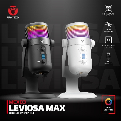 Picture of FANTECH MCX03 Leviosa Max Condenser Microphone For Desktop Computer Microphone With RGB Noise Cancellation Microphone