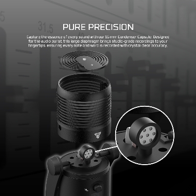 Picture of FANTECH MCX03 Leviosa Max Condenser Microphone For Desktop Computer Microphone With RGB Noise Cancellation Microphone