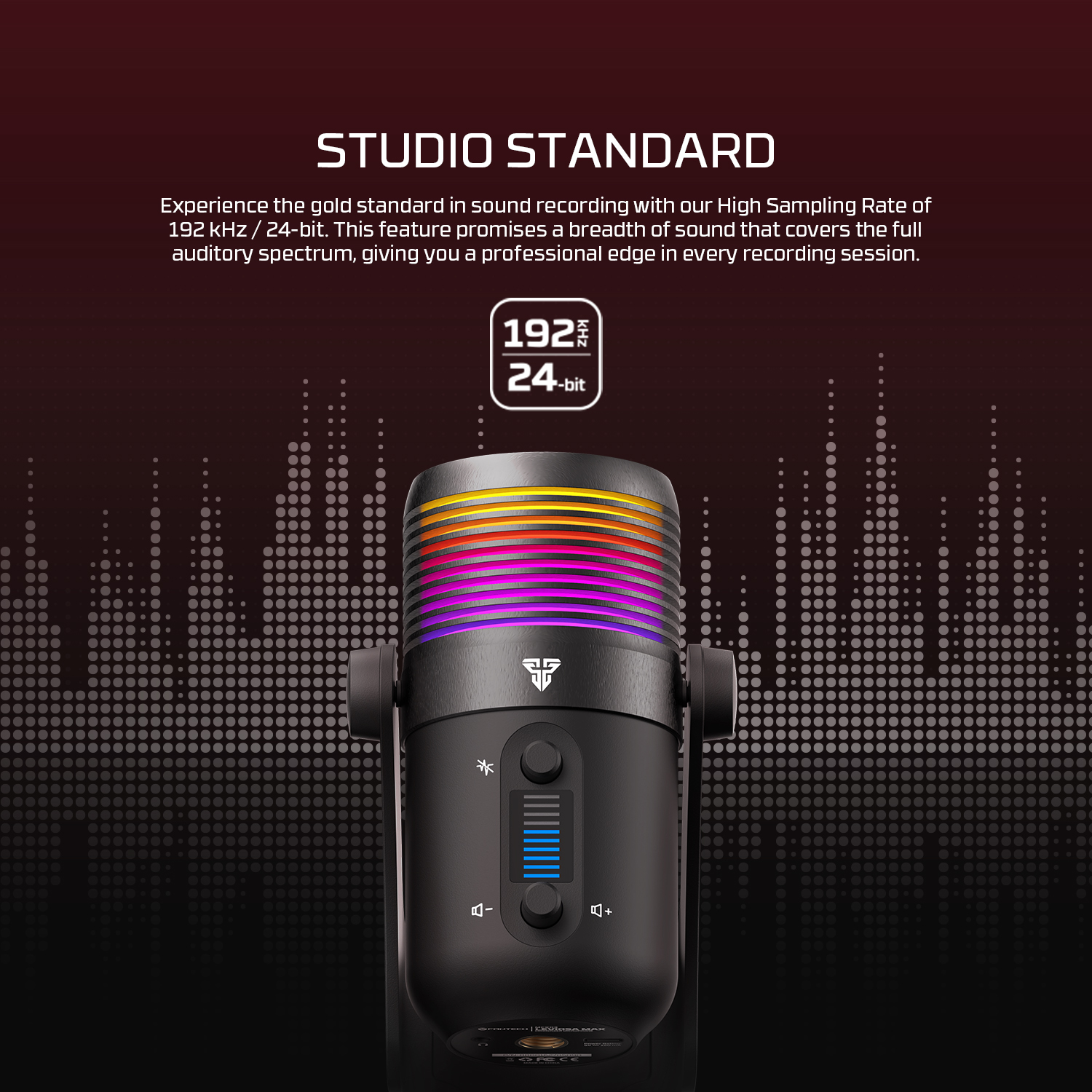 Picture of FANTECH MCX03 Leviosa Max Condenser Microphone For Desktop Computer Microphone With RGB Noise Cancellation Microphone