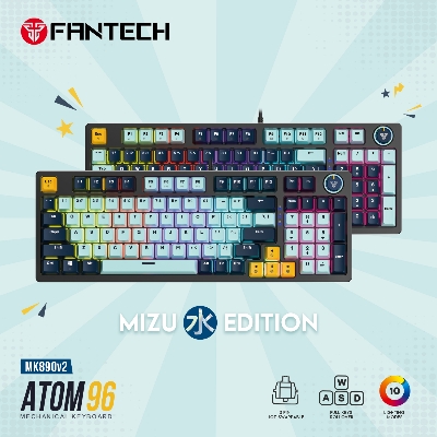 Picture of FANTECH ATOM96 MK890 V2 MIZU Edition RGB Full Key Roll Over Hot Swappable Mechanical Keyboard All Anti Ghost Keys Fully Customizable Red Switch