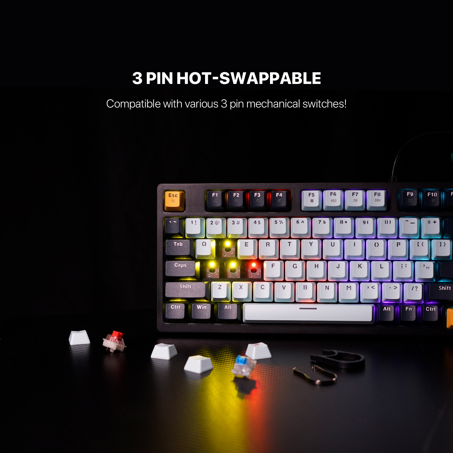 Picture of FANTECH ATOM96 MK890 V2 MIZU Edition RGB Full Key Roll Over Hot Swappable Mechanical Keyboard All Anti Ghost Keys Fully Customizable Red Switch