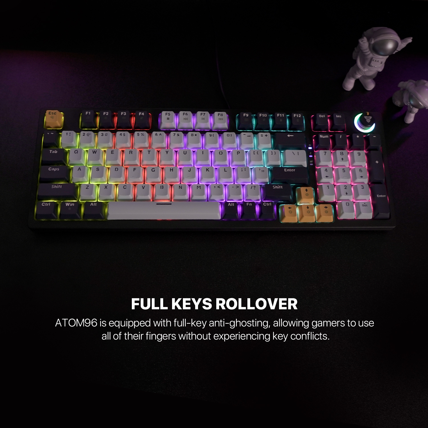 Picture of FANTECH ATOM96 MK890 V2 MIZU Edition RGB Full Key Roll Over Hot Swappable Mechanical Keyboard All Anti Ghost Keys Fully Customizable Red Switch