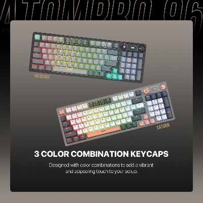 Picture of FANTECH MK914 ATOM PRO96 STELLAR EDITION RGB Mechanical Gaming Keyboard Mercury Black & Saturn Grey Layout Red Switch & Blue Switch