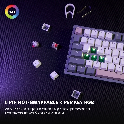 Picture of FANTECH MK913 ATOM PRO83 RGB Mechanical Gaming Keyboard Mercury Black & Saturn Grey Layout Red Switch & Blue Switch