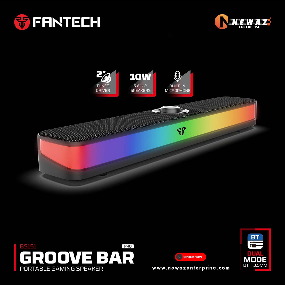 Picture of FANTECH BS151 RGB Bluetooth 5.3 Portable Gaming Speaker Wireless And Wired Soundbar Soundbox