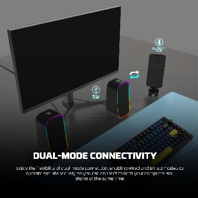Picture of FANTECH GS304 GROOVE RGB Duel Mode Bluetooth 5.3 And Wired Multimedia Speaker For Home And Office.