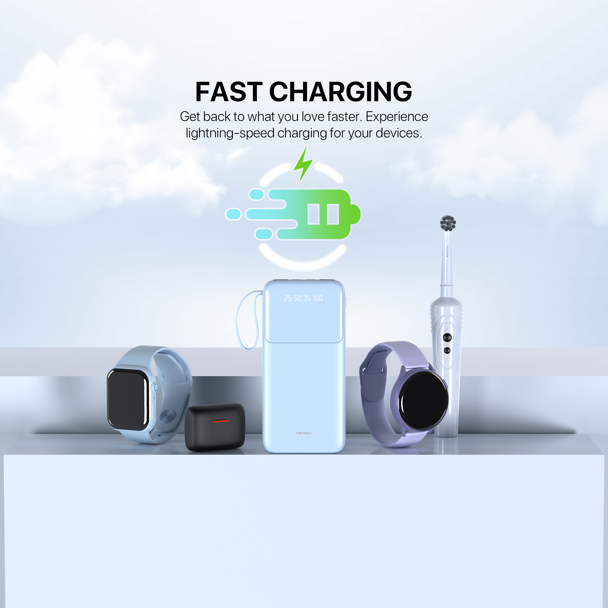 Picture of FANTECH S3 PowerBank 10000mAh Slim Mini Airline Approved Safe Reliable High-Speed Charge PowerPack Portable Power Bank