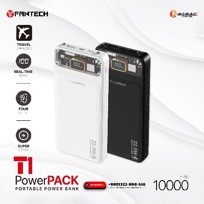 Picture of FANTECH T1 PowerBank 10000mAh Dual Output Quick Charge Airline Approved Flight Friendly Safe Reliable High-Speed Charge PowerPack Portable Power Bank