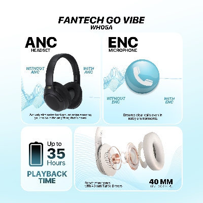 Picture of FANTECH WH05A GO VIBE ANC WIRELESS HEADSET, BLACK