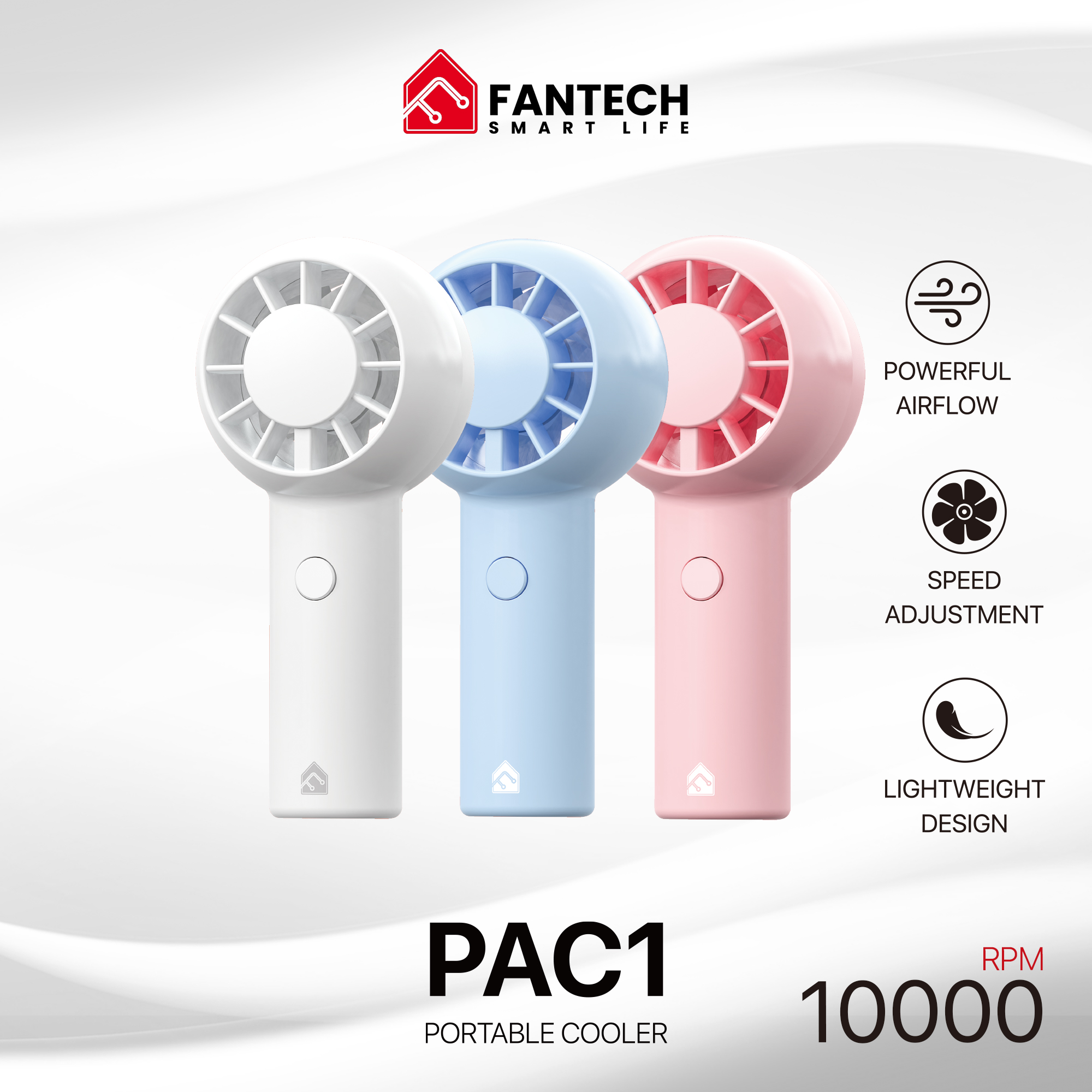 Picture of Fantech Portable Cooler PAC1 Mini Fan Handheld Fan Rechargeable & Adjustable Speed 1000RPM