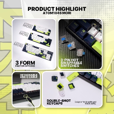 Picture of FANTECH ATOM104S MK878S MECHANICAL GAMING KEYBOARD MORI EDITION WHITE & BLUE