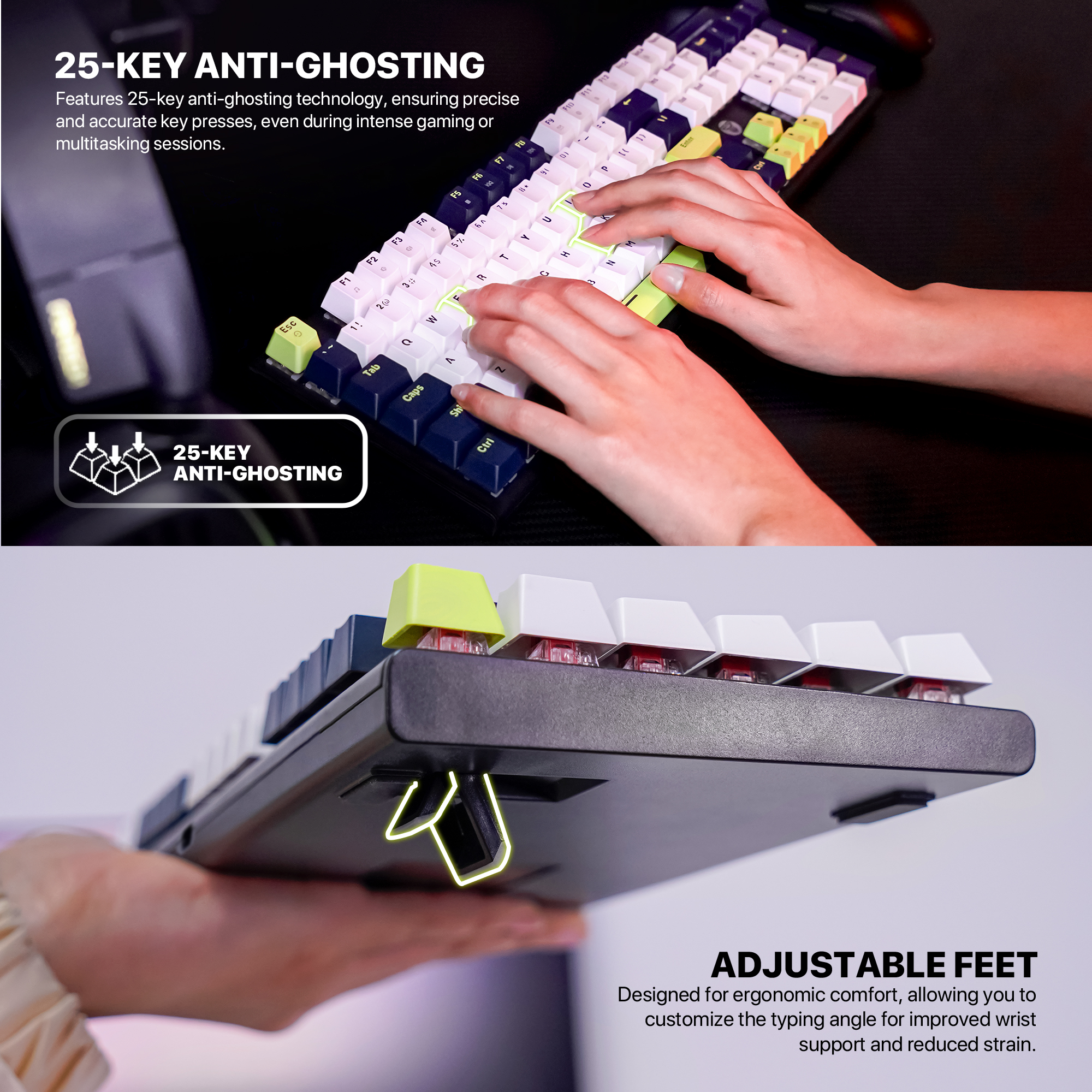 Picture of FANTECH ATOM104S MK878S MECHANICAL GAMING KEYBOARD MORI EDITION WHITE & BLUE