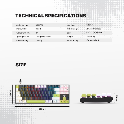 Picture of FANTECH ATOM87S MK877S MECHANICAL GAMING KEYBOARD MORI EDITION BLUE & WHITE