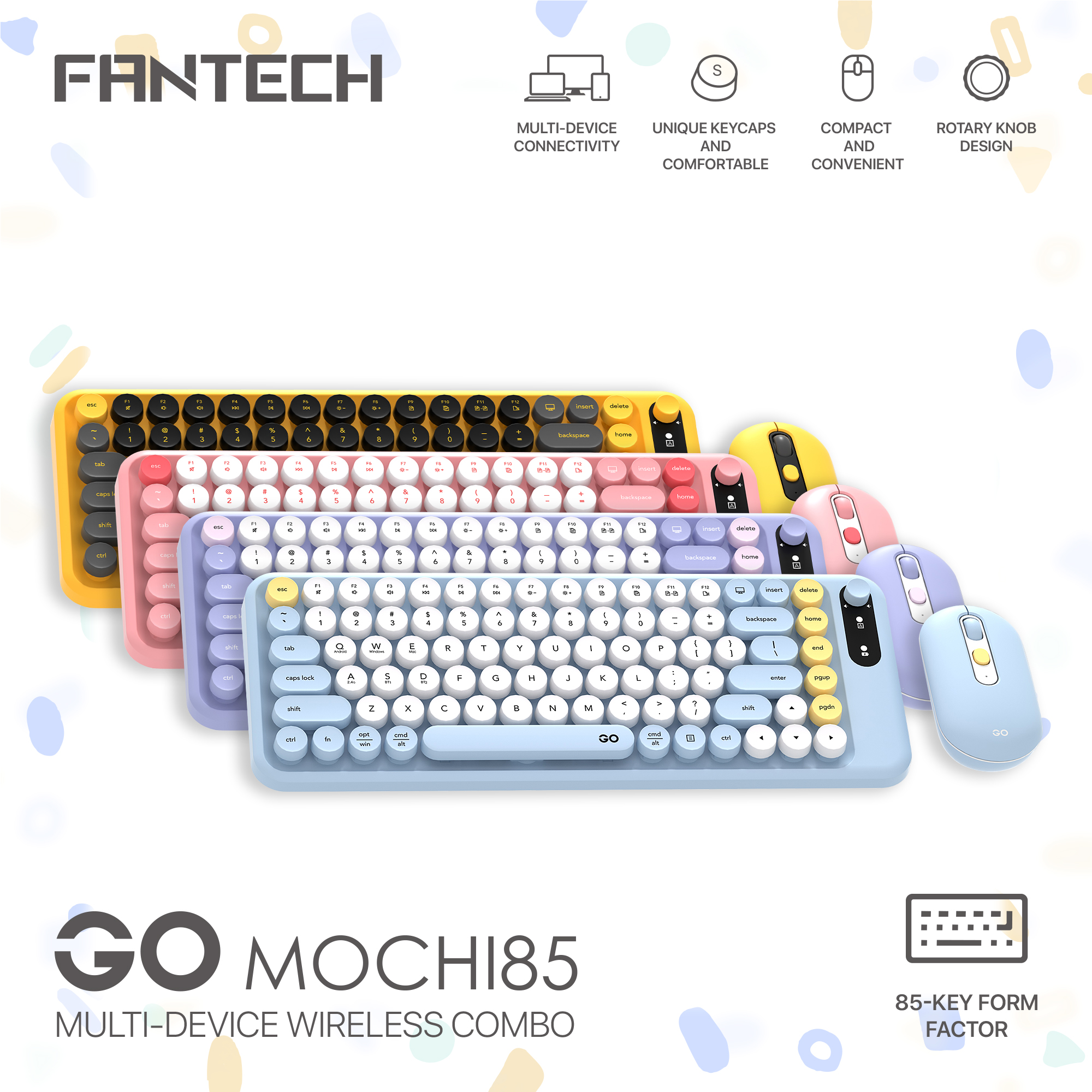 Picture of Fantech Go Mochi85 WK898 Wireless Keyboard & Mouse Combo