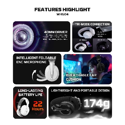 Picture of Fantech Tamago II WHG04 Multi-Platform Wireless Headset Tri mode Connection Gaming Headphones