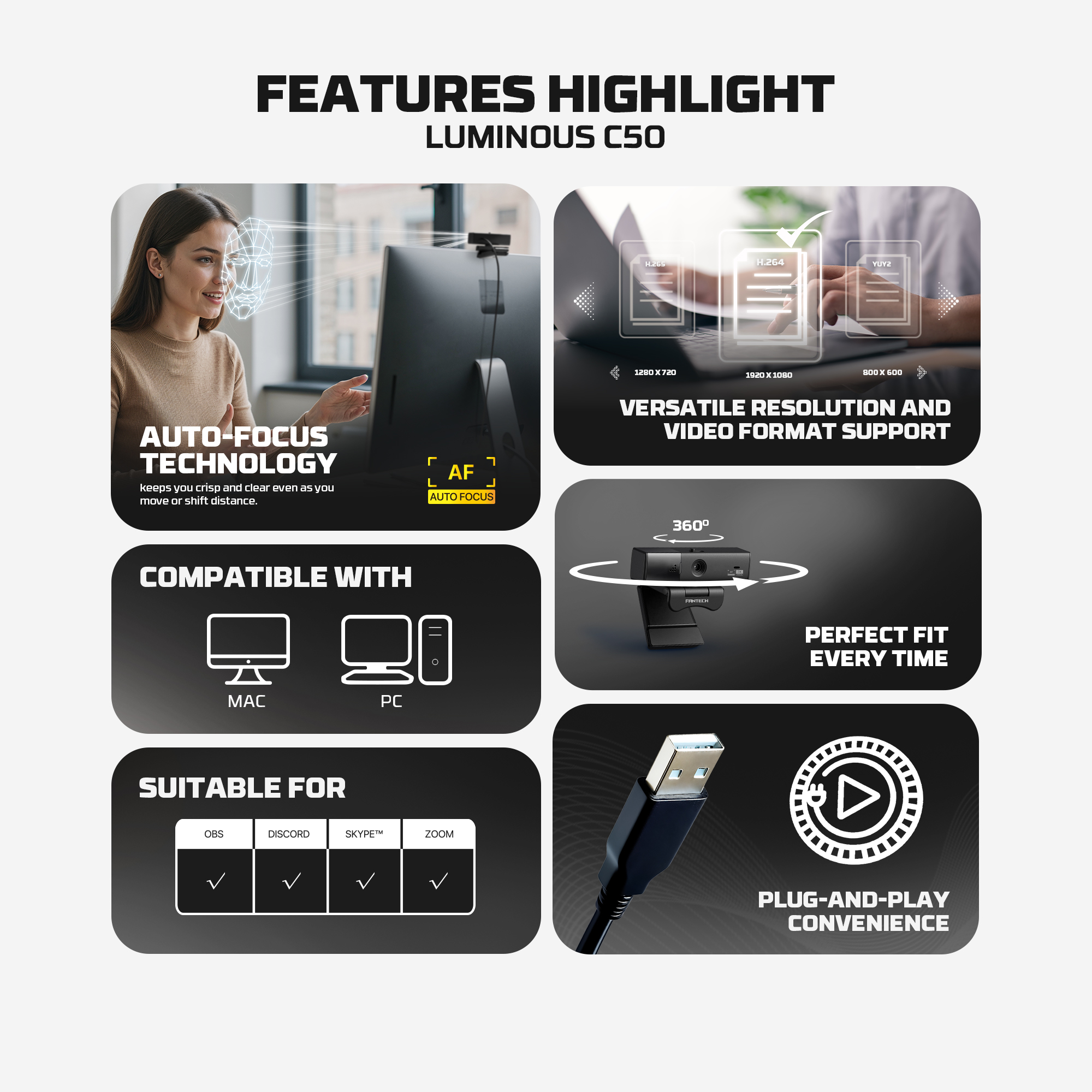 Picture of Fantech Luminous C50 - Quad High-Definition Webcam