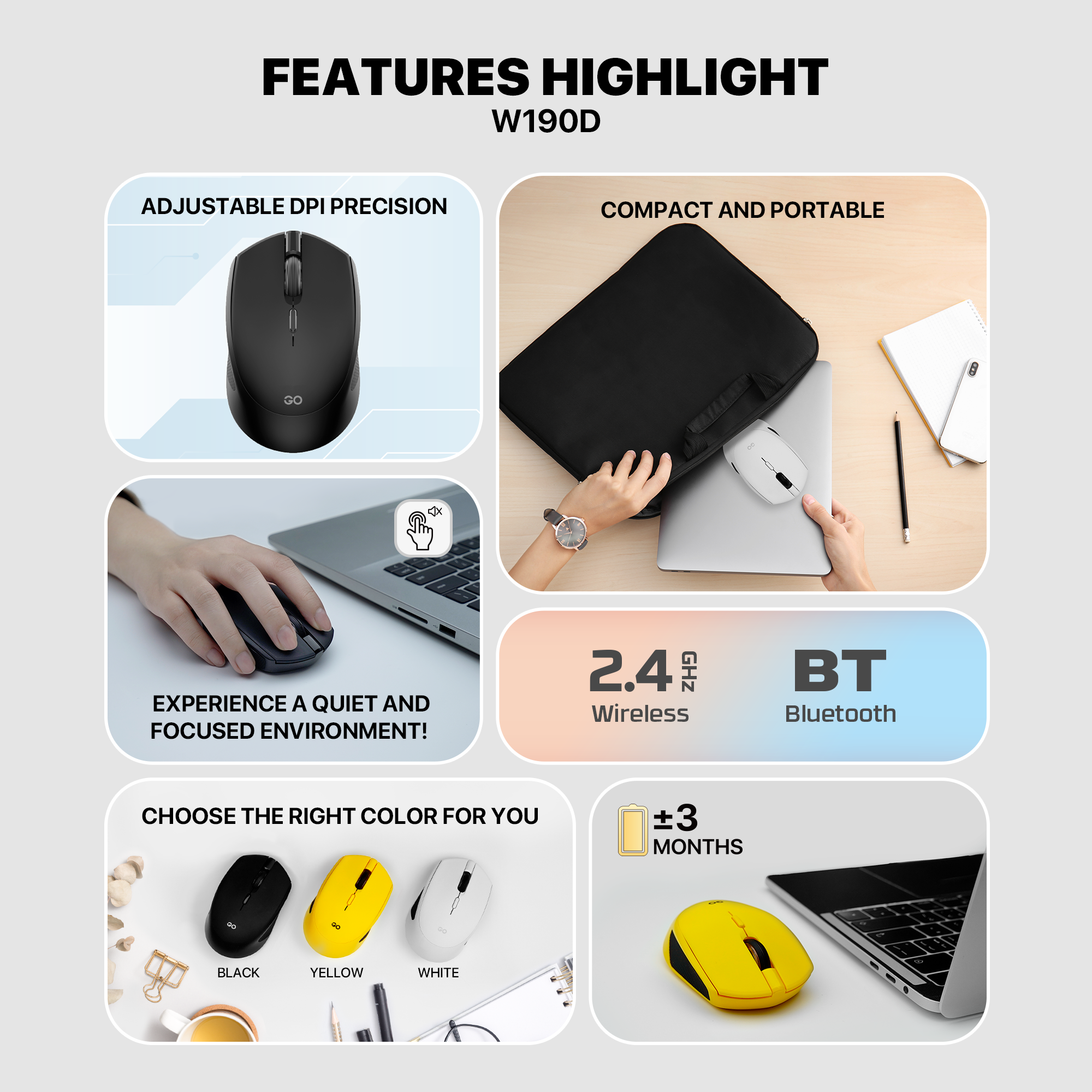 Picture of FANTECH GO 190D DUAL MODE BLUETOOTH WIRELESS MOUSE