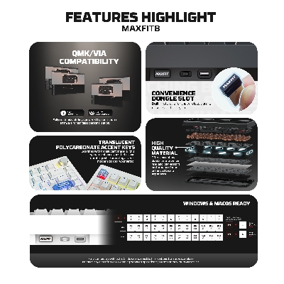 Picture of FANTECH MAXFIT8 MK921 - QMK WIRELESS MACHANICAL KEYBOARD BLACK