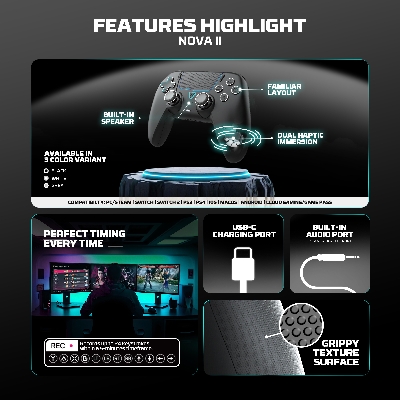 Picture of FANTECH WGP16 NOVA II WIRELESS MULTI-PLATFORM GAMEPAD Gaming Gamers Controller BLACK