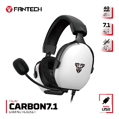 Picture of Fantech Carbon 7.1 HG30 Wired USB Gaming Headset Virtual Surround Sound Noise Cancelling Microphone WHITE