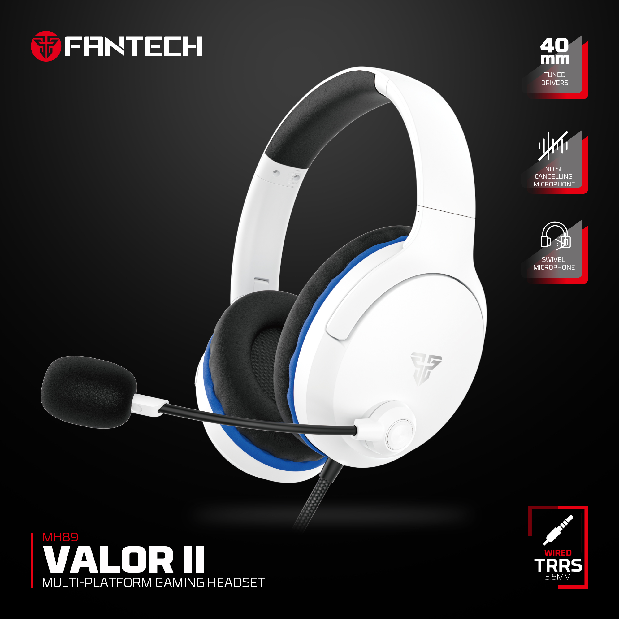 Picture of FANTECH MH89 VALOR II Multi-Platform Gaming Headset WHITE