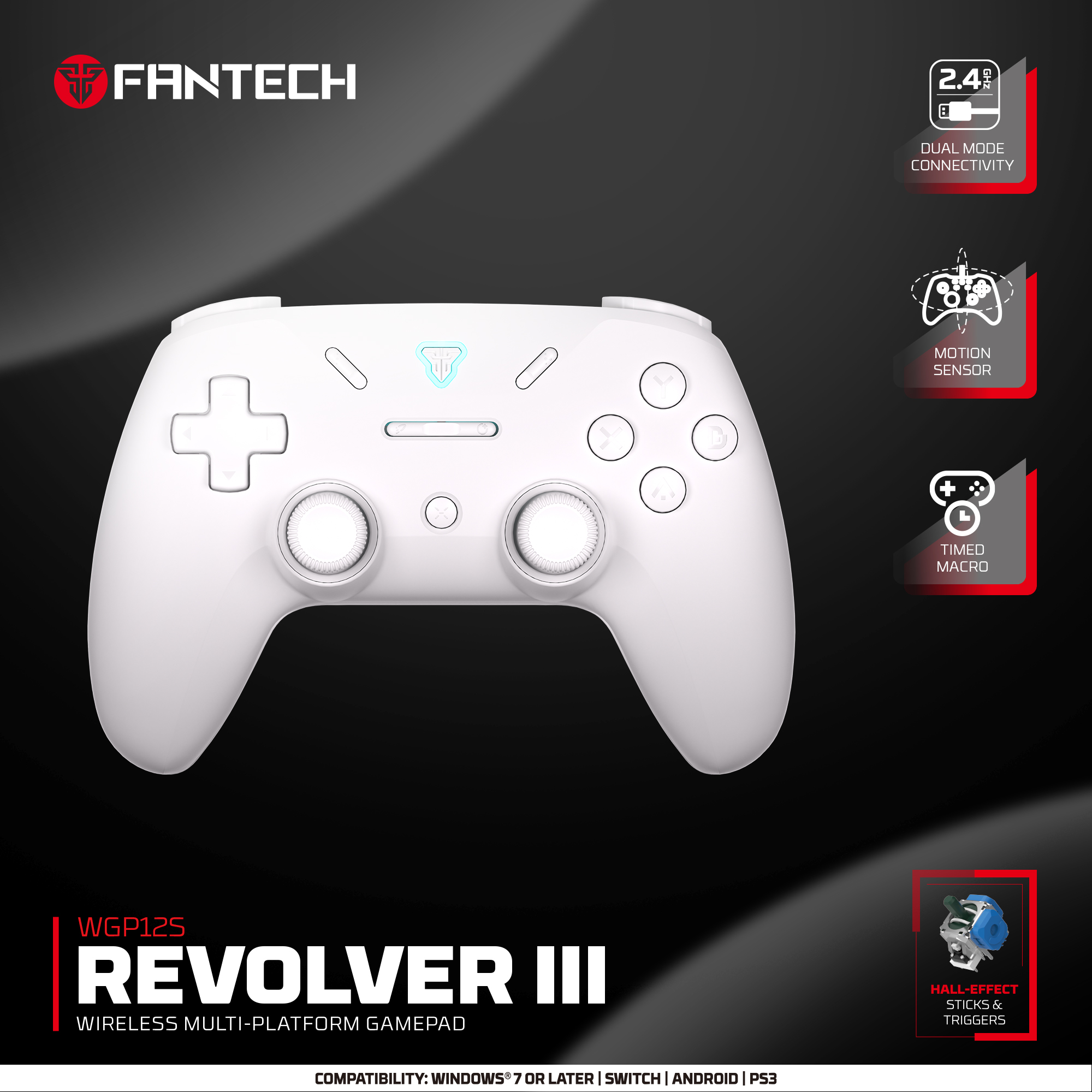 Picture of FANTECH WGP12s REVOLVER III WIRELESS MULTI-PLATFORM GAMEPAD Gaming Controller WHITE