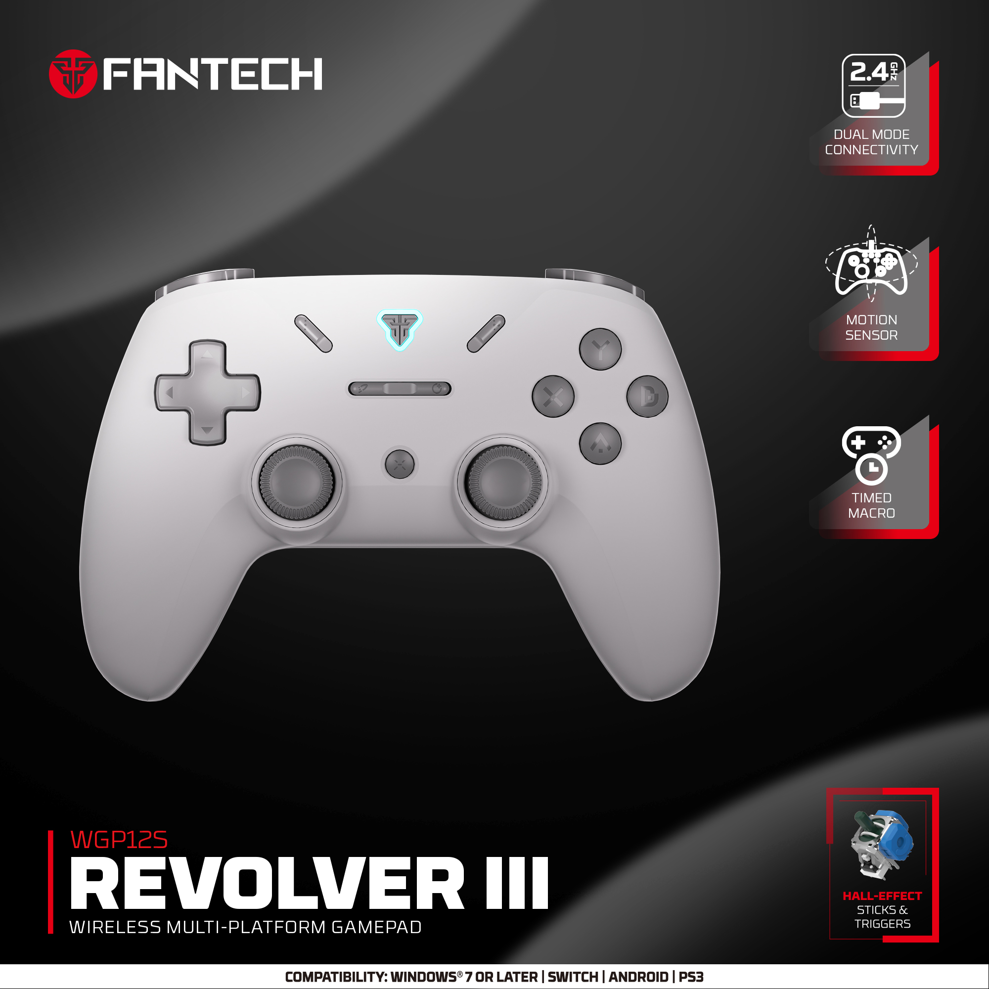 Picture of FANTECH WGP12s REVOLVER III WIRELESS MULTI-PLATFORM GAMEPAD Gaming Controller GREY
