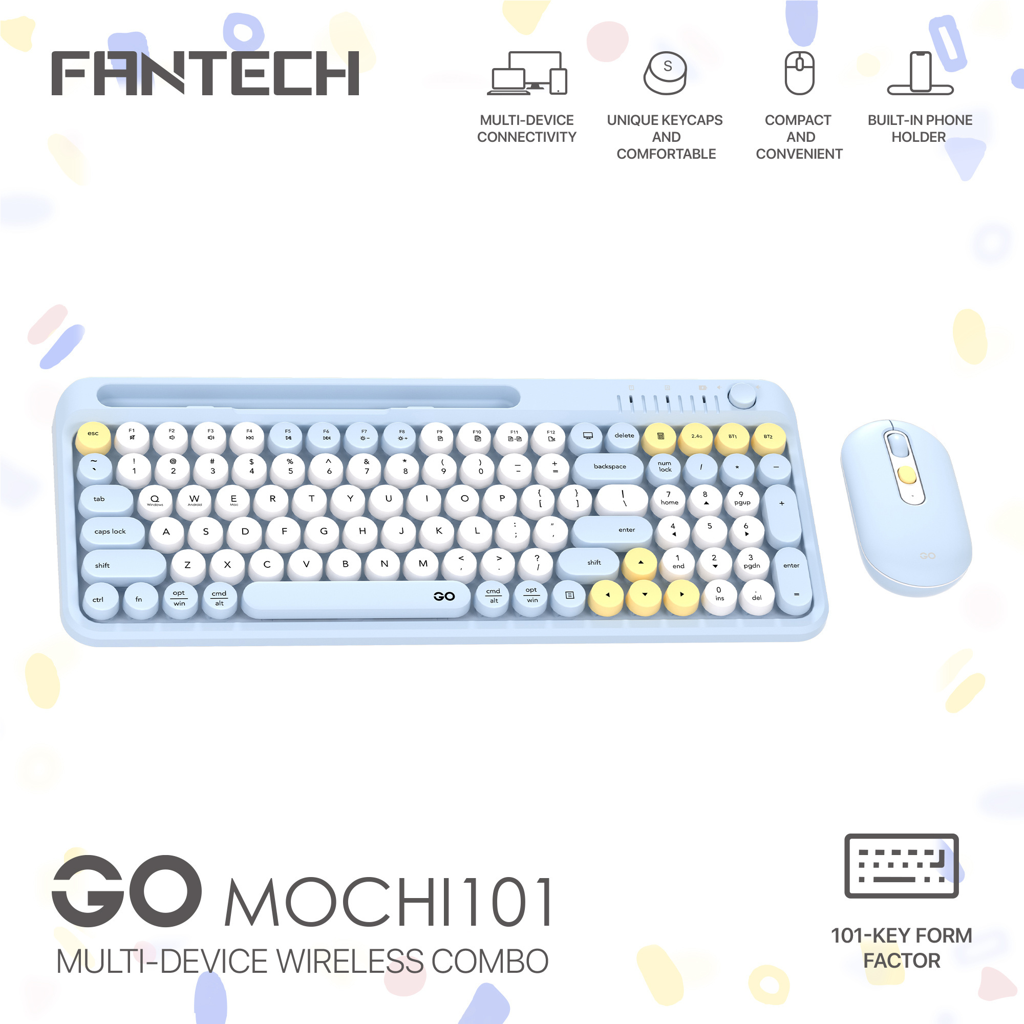 Picture of Fantech GoMOCHI101 WK899 Wireless Keyboard & Mouse Combo BLUE