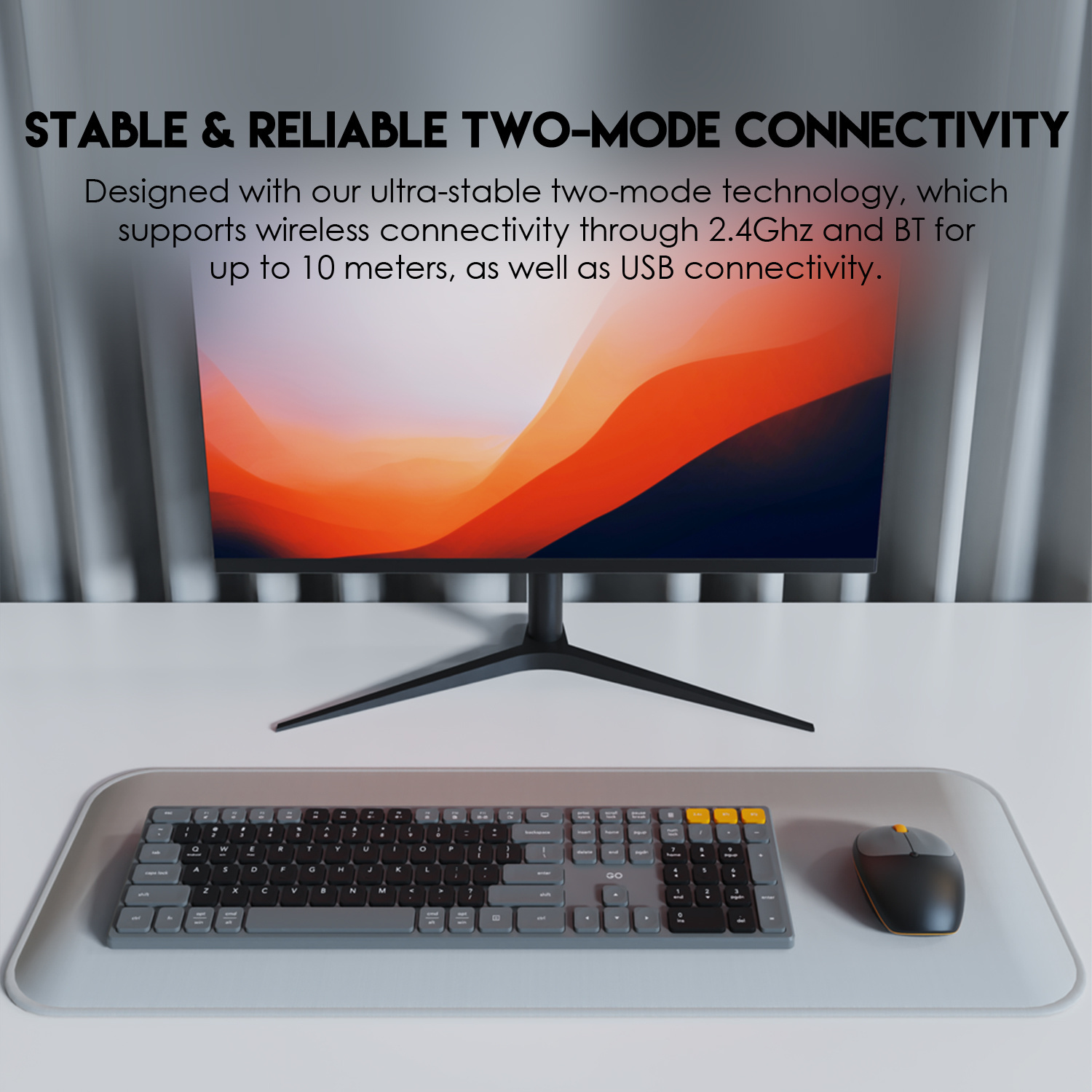 Picture of FANTECH WK895 Go Pop Wireless Multimedia Office Keyboard And Mouse Combo With Silent Click GREY