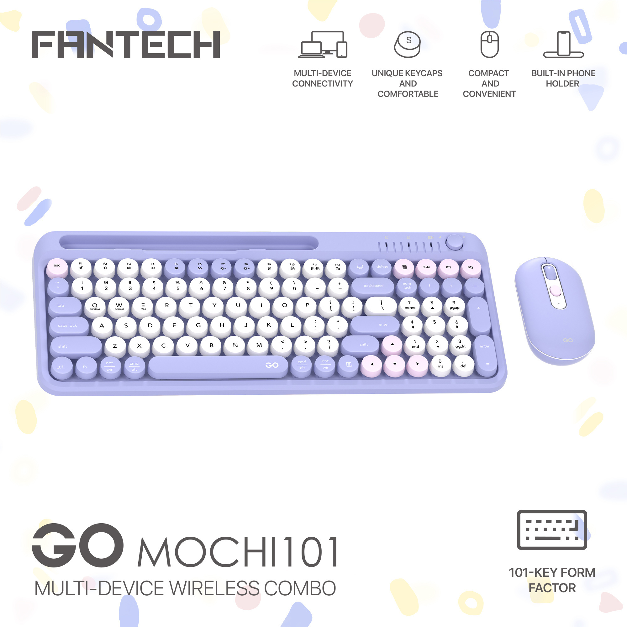 Picture of Fantech GoMOCHI101 WK899 Wireless Keyboard & Mouse Combo PURPLE