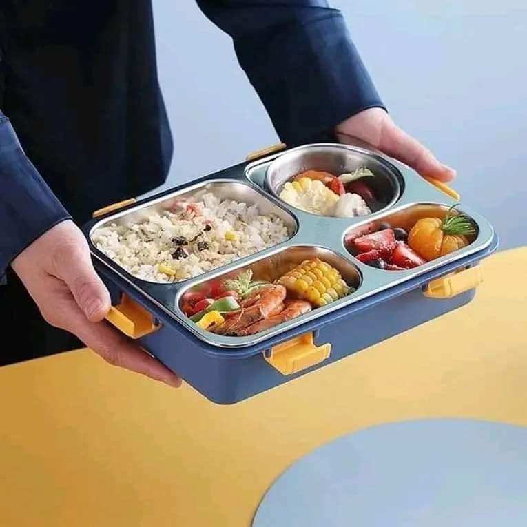 Picture of Steel lunch box for men office 3 layers and 4 layers | Long time Hot food up to 8 hours lunch box for school | Original china lunch box with spoon