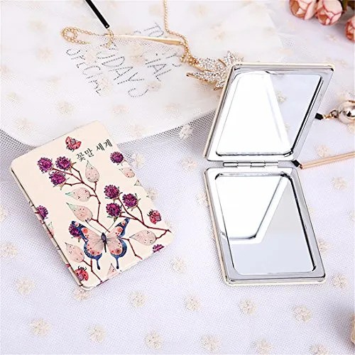 Picture of 2-Face Makeup Cosmetic Mirror Square Portable Cute Girl's Gift | Portable 2-Face Square Cosmetic Makeup Mirror for Girls | Stylish Square Cosmetic Mirror Portable Cute Gift Idea | Best Portable 2-Face Makeup Cosmetic Mirror for Girls