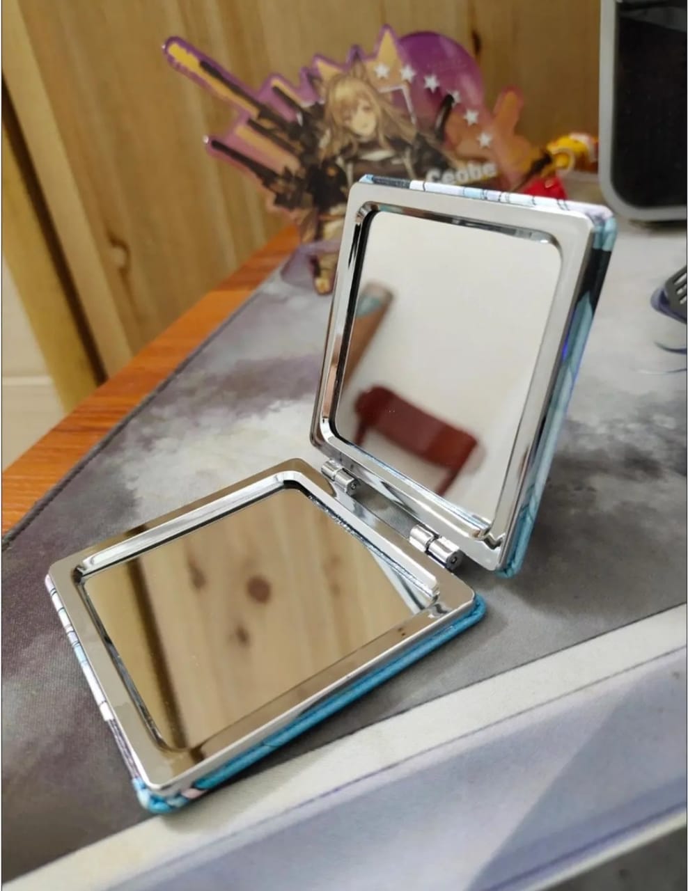 Picture of 2-Face Makeup Cosmetic Mirror Square Portable Cute Girl's Gift | Portable 2-Face Square Cosmetic Makeup Mirror for Girls | Stylish Square Cosmetic Mirror Portable Cute Gift Idea | Best Portable 2-Face Makeup Cosmetic Mirror for Girls