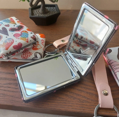Picture of 2-Face Makeup Cosmetic Mirror Square Portable Cute Girl's Gift | Portable 2-Face Square Cosmetic Makeup Mirror for Girls | Stylish Square Cosmetic Mirror Portable Cute Gift Idea | Best Portable 2-Face Makeup Cosmetic Mirror for Girls