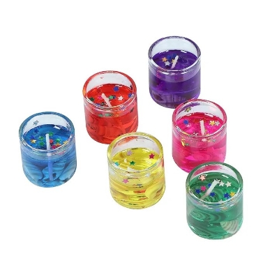 Picture of Smokeless Decorated Mini Cute Little Glass Jelly Gel Candles for Home Decor Birthdays Party or Festivals (Set of 6PCS)