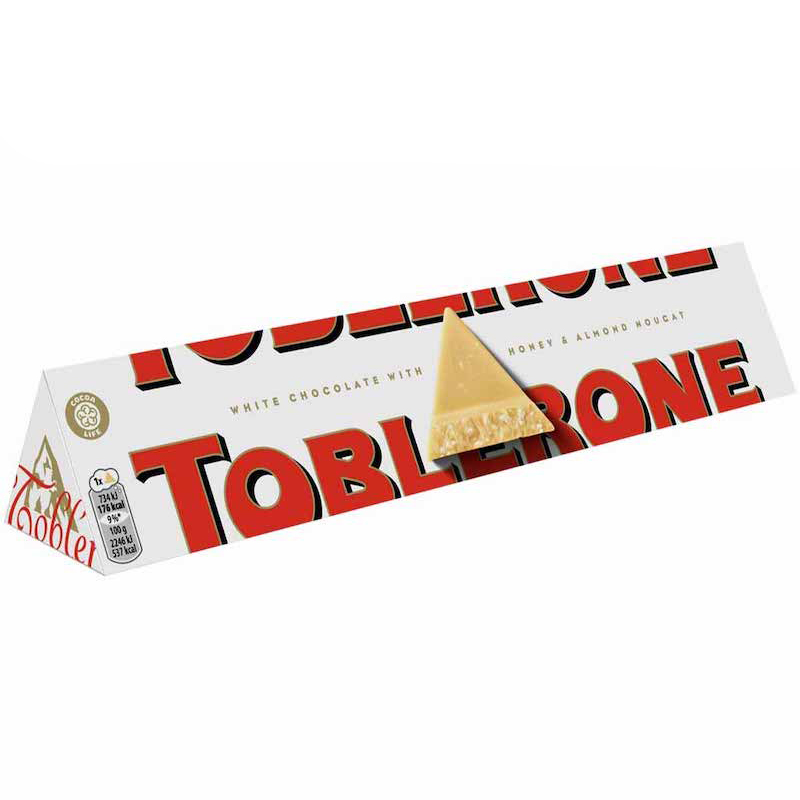 Picture of TOBLERONE WHITE CHOCOLATE WITH HONEY & ALMOND NOUGAT 100GM