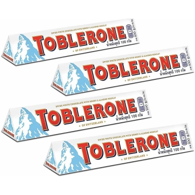 Picture of TOBLERONE WHITE CHOCOLATE WITH HONEY & ALMOND NOUGAT 100GM 4PCS PACK