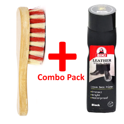 Picture of BIKI LEATHER SPECIAL SHOES LIQUID SHOE POLISH WITH BRUSH COMBO PACK - 75ML