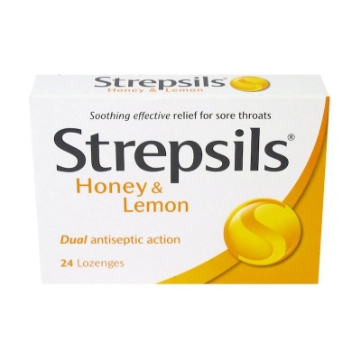 Picture of Strepsils Lozenges Relief Of Mouth And Throats  Honey And Lemon 24 Lozenges