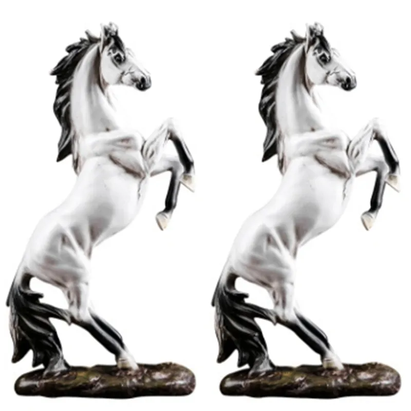 Picture of Elegant White & Black Horse Statue with Gold Touch | Premium Home Decor Showpiece | Luxury Horse Figurine for Living Room, Office & Table Decoration | Modern Artistic Home Decoration Gift Item
