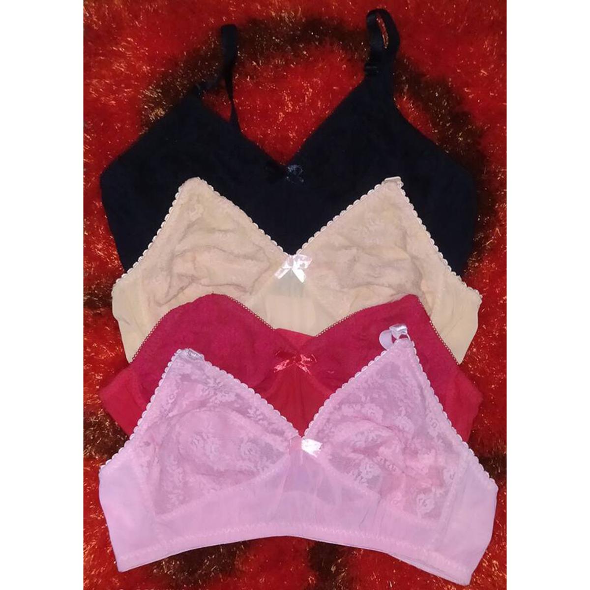 Picture of Combo set Bra 4 pieces Standard Cotton flower Net Bra Red