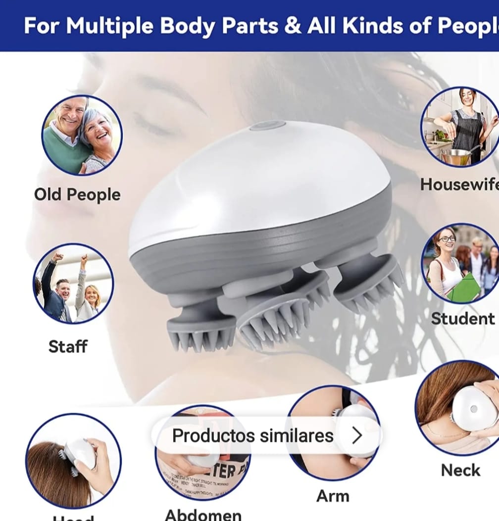 Picture of Scalp Head Hair Massager Electric Health Care Antistress Relax Body Massagem Deep Saude Tissue Prevent Body Massage