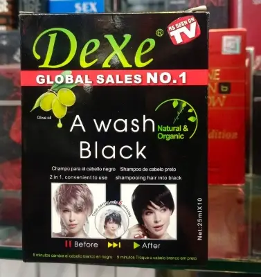 Picture of 10 pack Dexe Black hair shampoo International USA product used for male female