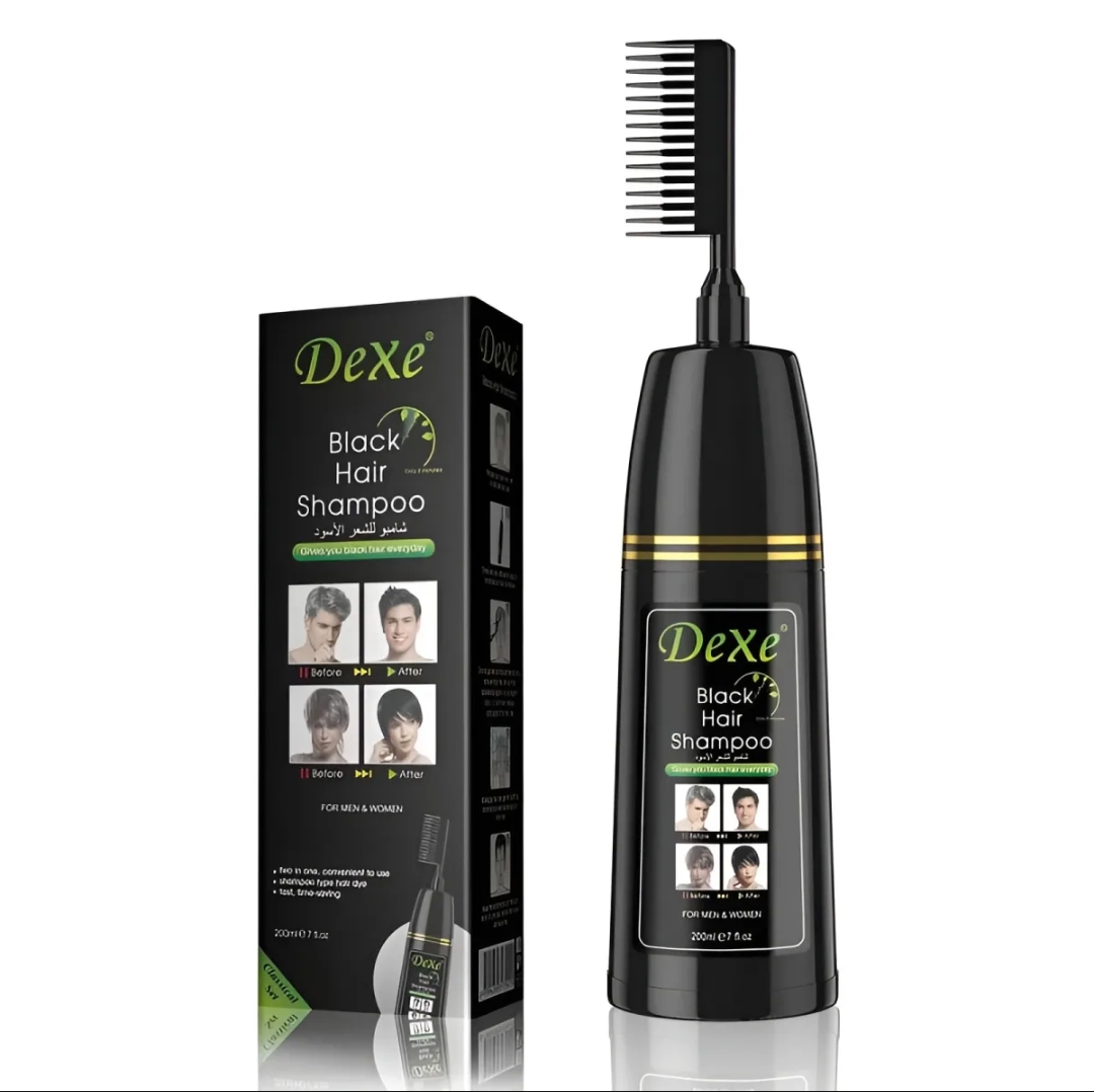 Picture of 200 ml Dexe Black hair shampoo International USA product used for male female