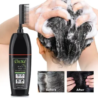 Picture of 200 ml Dexe Black hair shampoo International USA product used for male female