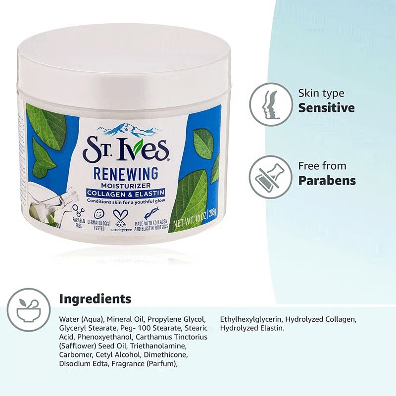 Picture of 283 GM St. Ives cream Renewing moisturizer collagen & Elastin scrub International USA product used for male / female