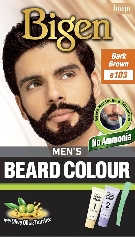Picture of 20 GM+ 20 GM Bigen men's Beard colour dark brown shade no 103 International Thailand product used for male