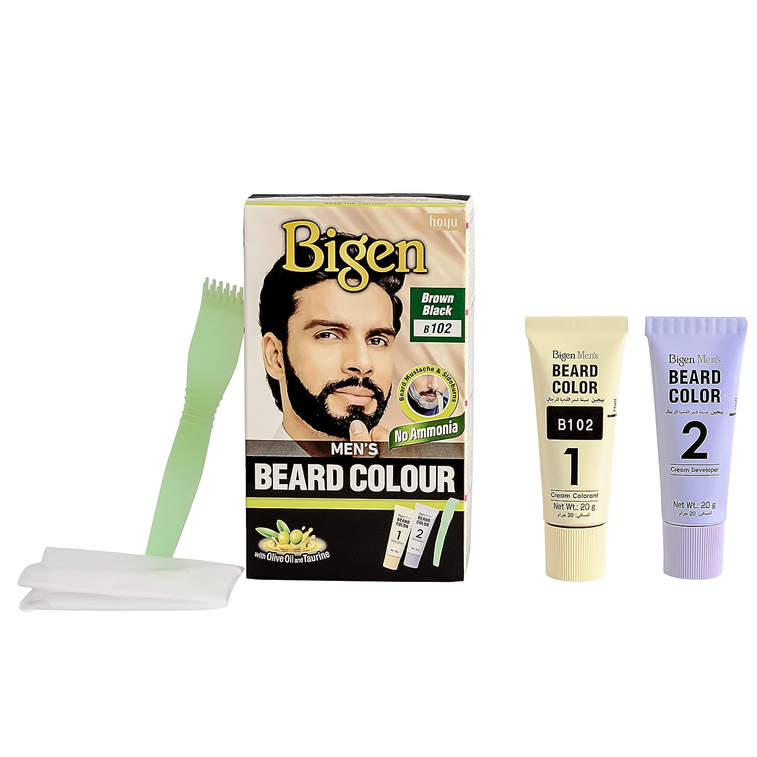 Picture of 20 GM+ 20 GM Bigen men's Beard colour brown black shade no 102 used for male International Thailand product