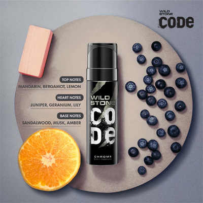 Picture of 120 ml Wild Stone code Chrome Body Spray Indian product used for male