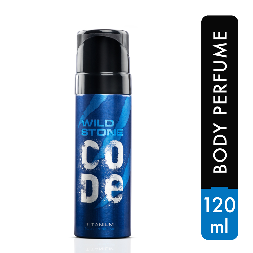 Picture of 120 ml Wild Stone code Titanium Body Spray Indian product used for male